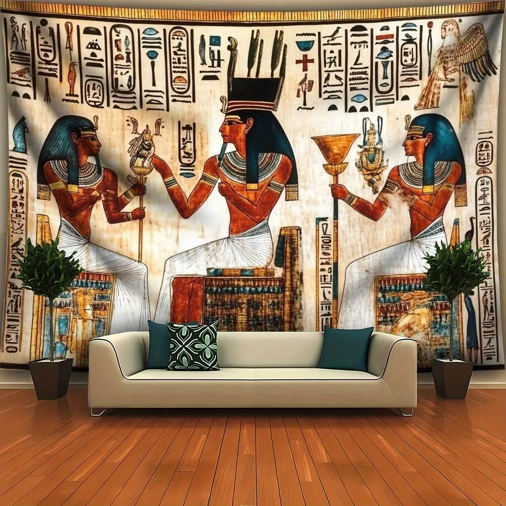 Retro Egyptian-Print Polyester Tapestry - Decorative Home Wall Hanging Backdrop, Ideal for Key Celebrations, Gifting and Home Decoration