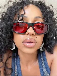 Unisex Frame Lenses Outdoor Fashion Sunglasses, Colorblock Design for Sports Travel Daily Wear, Stylish Accessory, Trendy Beach Eyewear