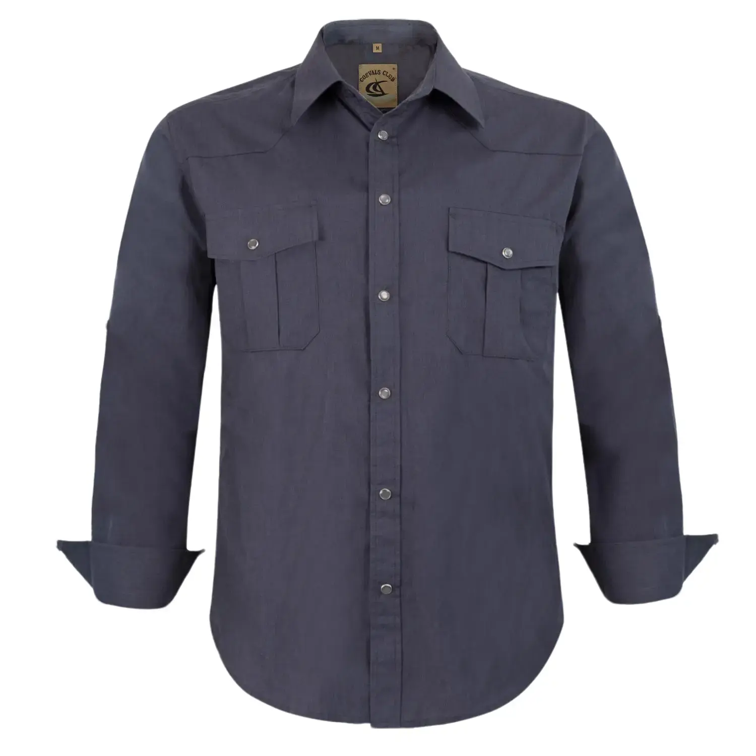 COEVALS CLUB Men's Long-Sleeve Western Pearl Snap Shirt, Cowboy Casual Work Shirt