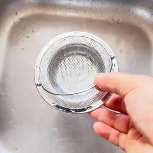 2 Pack Kitchen Sink Drain Strainer with Handle, Large Wide Rim Stainless Sink Strainer Mesh Basket