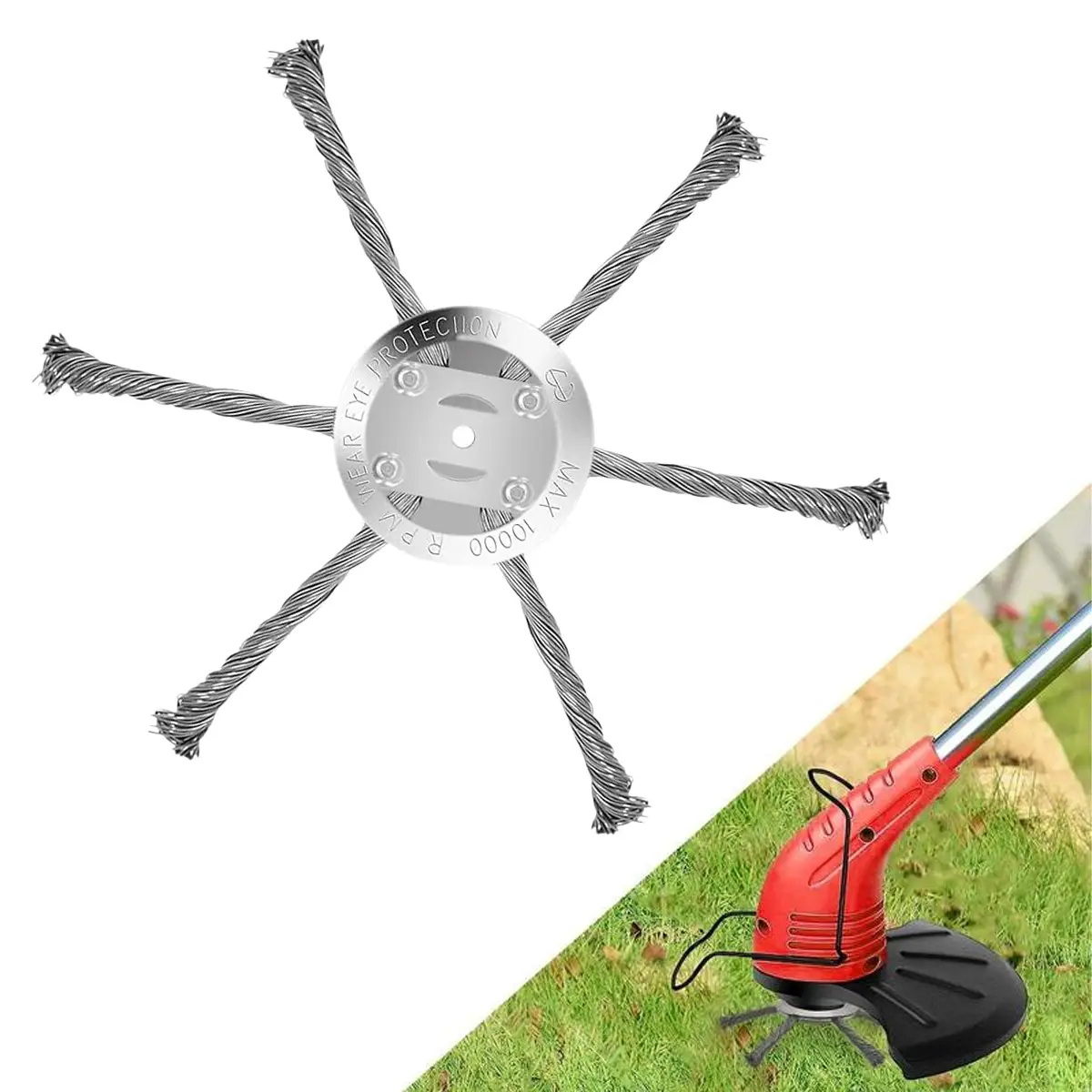 6inch 3 or 6 Blade Heads Mower Steel Wired Trimmer Head Replacement, 5mm Small screw hole For Electric Trimmer, 25.4mm big hole for Gasoline lawn mowe