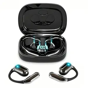 Open-Ear Earbuds Support 156 Languages No Subscription, Clip-On Headphones, Adaptive Comfort, Clear Calls with 4 Mics, Stable Fit, 14mm Drivers for Powerful Bass, Hi-Res, Open-Ring Design