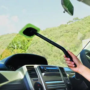 Windshield Cleaner with Long Handle, Microfiber Wiper, 360-Degree Rotatable Pad & Ergonomic Design, Car Cleaning Supplies for Trucks, SUVs - Removes Dirt, Dust, Fingerprints