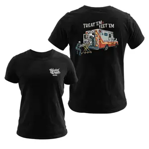 Treat ’Em & Yeet ’Em Funny EMS Ambulance Graphic T-Shirt, Soft Cotton Blend Classic Fit Crewneck, Paramedic/EMT Dark Humor Streetwear Tee, For EMTs, Paramedics & First Responders