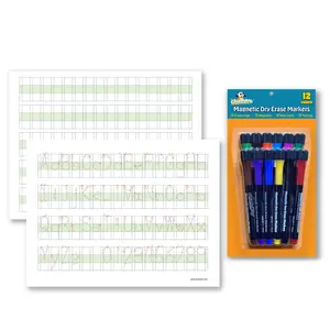DRY ERASE KIT: Dry Erase Visual Magnetic Alphabet & Numbers Boards 2 Pack & Dry Erase Magnetic Markers 12 Pack