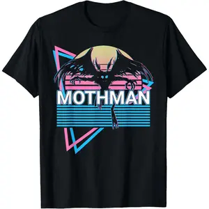 Mothman Gifts Mothman Cryptozoology Retro T-Shirt Black Graphic tees Double-Sided Water Wash Vintage Metalcore Y2K Streetwear Tee graphic tee good graphic tees viral graphic tees Oversized Tshirt