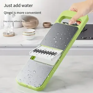 8 piece stainless steel multifunctional Vegetable Cutting Slicer and grater with replaceable blades handheld kitchen tool set for slicing and shredding potatoes carrots cucumbers and other vegetables