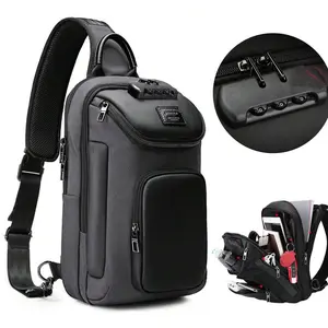 Men's Casual Large Capacity Chest Bag Multi-Functional Waterproof Shoulder Bag Crossbody Bag Tablet Bag New Password Lock Chest Bag, Travel Men's Multi-Functional Casual Outing Motorcycle Bike Large Capacity Backpack, Men's Shoulder Bag, Outdoor Large Cap