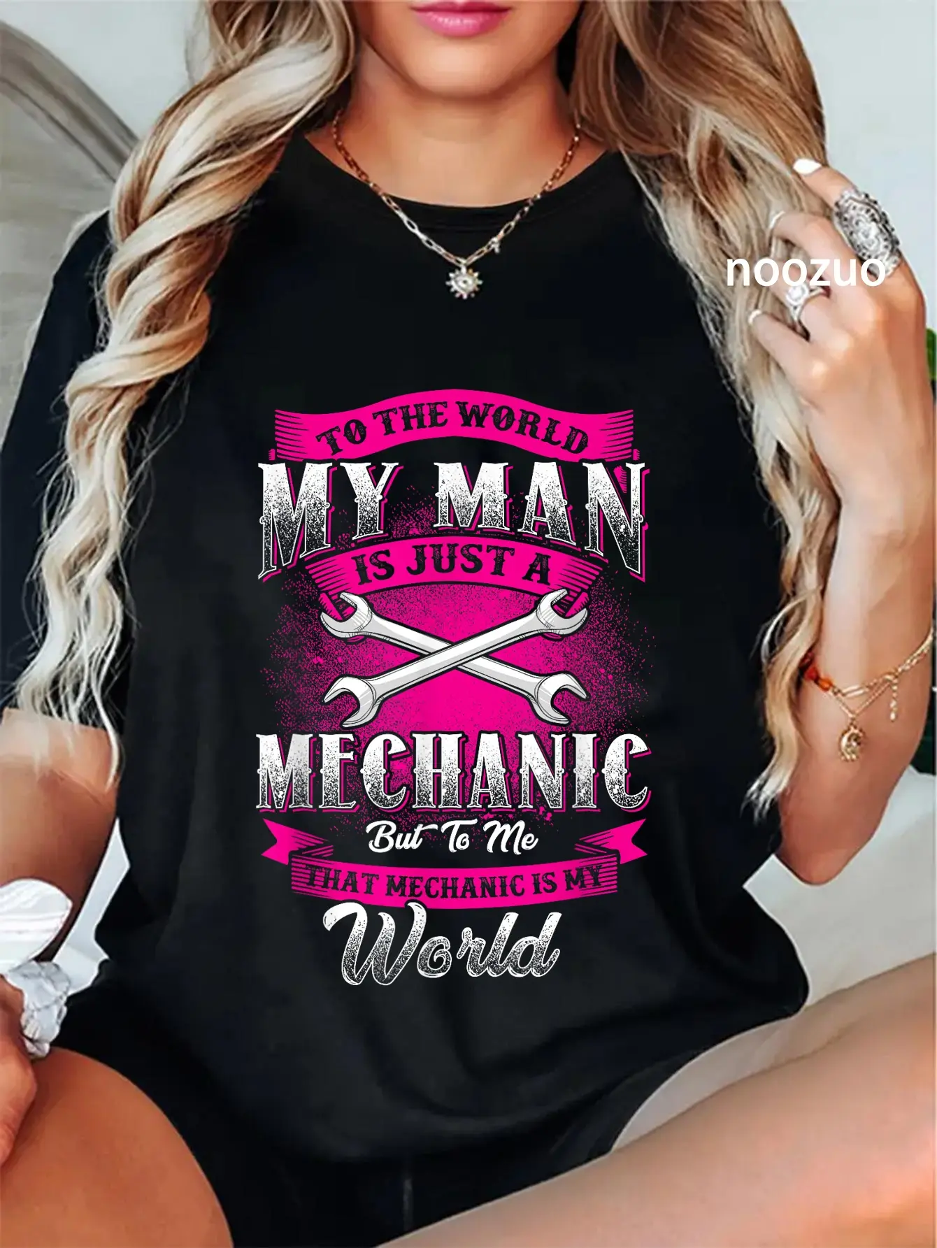 100% Cotton Unisex Mechanic Wife Girlfriend Cute Graphic Love Slogan T-Shirt Casual Top