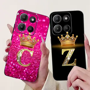 For Motorola Moto G15 Case MotoG15 Cover Luxury Crown Letters Soft Silicone Phone Case For Motorola Moto G75 5G G 75 G 15 Bumper