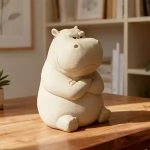 Angry Hippo Desktop Ornament, Trendy Home Decor Accessory, Fun Animal Series Decoration, Perfect Gift Idea for Office & Living Room
