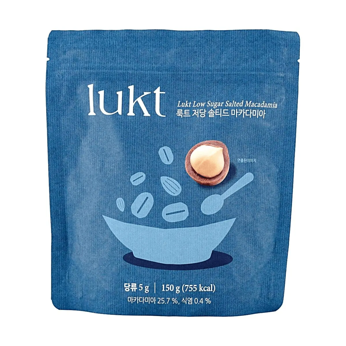 LUKT Korean Low Sugar Salty Macadamia Granola Cereal - 150g, High Quality Carbs, Ready-to-Eat Healthy Dessert, Fat-Loss Friendly, No White Sugar, Milky Nut Flavor