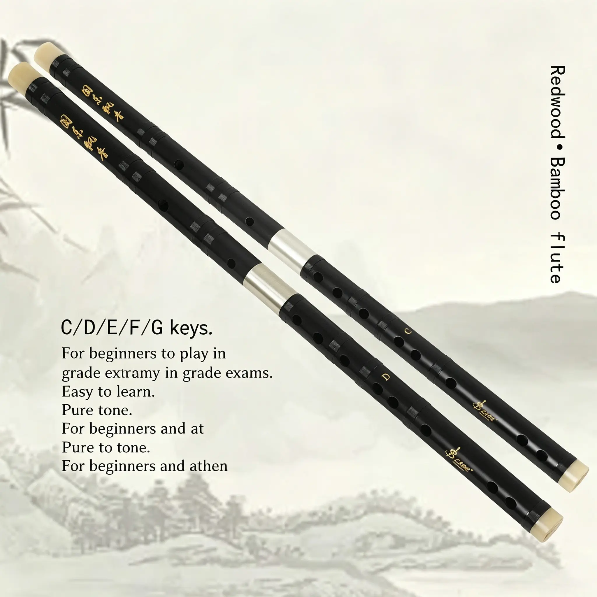 Slade Hand Carved Bamboo Flute, Professional Performance, C/d/e/f/g Tuning Options, Cloth Bag Packaging, Authentic Chinese Flute, Studio & Outdoor Use