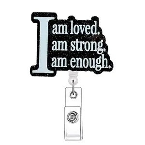 Letter Pattern Retractable Badge Reel, 1 Count/20pcs Acrylic ID Holder with Clip for Nurses, Doctors, Students & Office Staff, Identification Supplies, Badge Reels Retractable