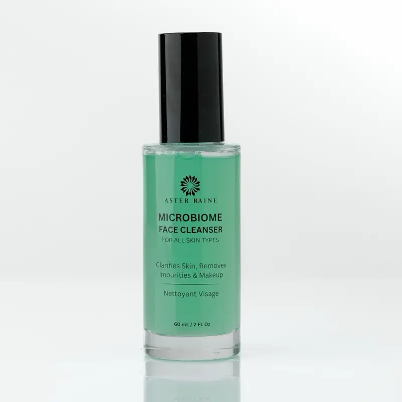 Aster Raine Microbiome Cleanser With Rice Extract and Glycerin | 60mL Gel Face Wash - Removes Makeup