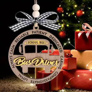 School Bus Driver Ornament, Unique Bus Christmas Ornament for Rear View Mirror Accessories, Bus Driver Ornament, Appreciation Gifts for Men Women, Decor