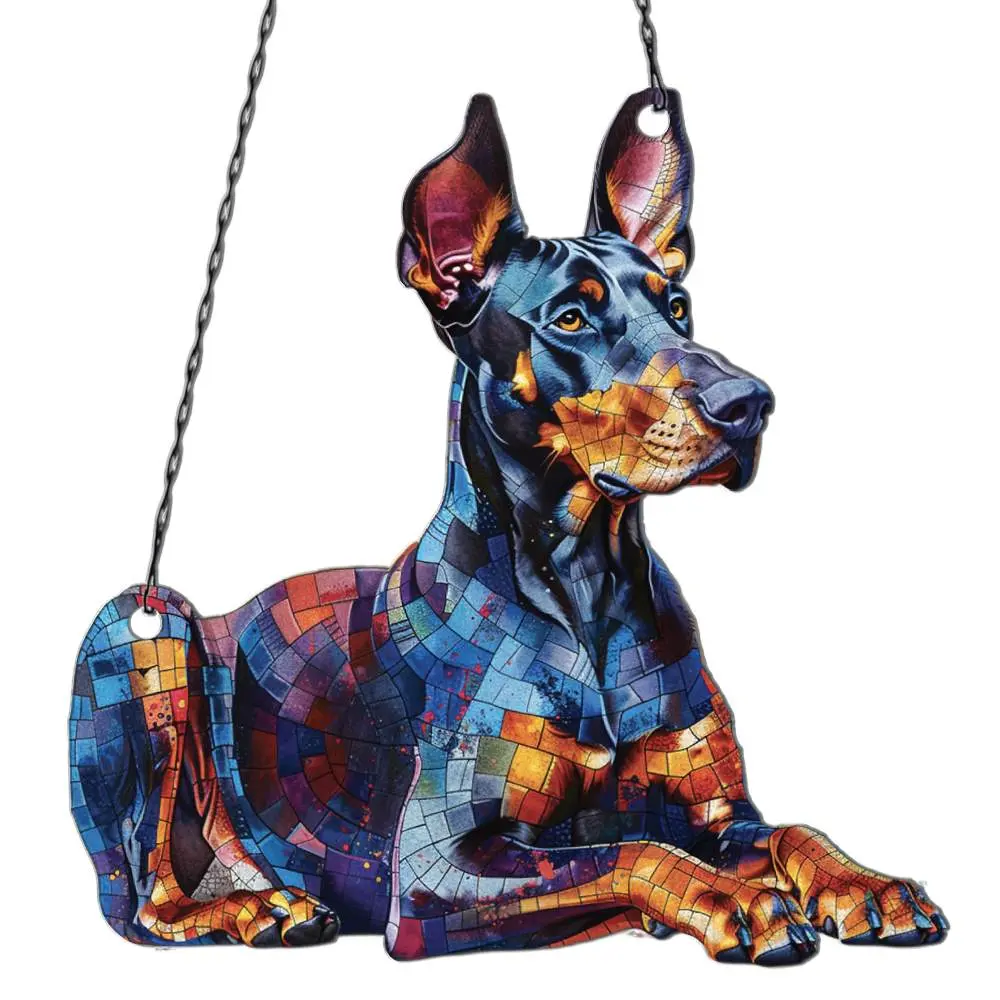 Katesha Grant Boutique Doberman Ornament Acrylic Window Hanging, Gift For Dog Lovers, Home Wall Room Hanging Decor, Christmas Decorations