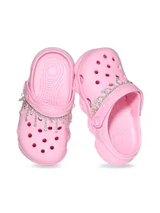 Lightweight Breathable Girls Garden Shoes with Chain Decoration, Stylish Versatile Summer Clogs for Casual Wear, Comfortable Eva Material for All Seasons