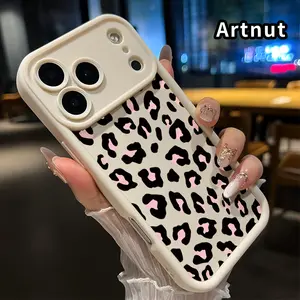 Soft Case for iPhone 17 Pro Max Air Promax Pink Black Leopard Pattern Full Coverage Enhanced Lens Protection Rugged Durable Shell for Girl