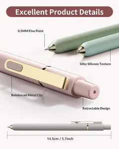 6 Pack 0.5mm Quick Dry Fine Point Gel Pen Black Ink, Cute Aesthetic - Morandi