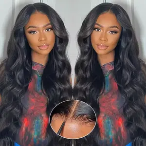 250% Density Glueless Wigs Human Hair Pre Plucked Pre Cut 7x6 HD Lace Closure Wigs Human Hair Body Wave Lace Front Wigs Human Hair for Women Drawstring Glueless Wigs for Beginners
