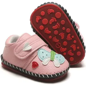 Baby Boys Girls Pu Leather Hard Bottom Walking Sneakers Toddler Rubber Sole First Walkers Infant Cartoon Slippers Crib Shoes