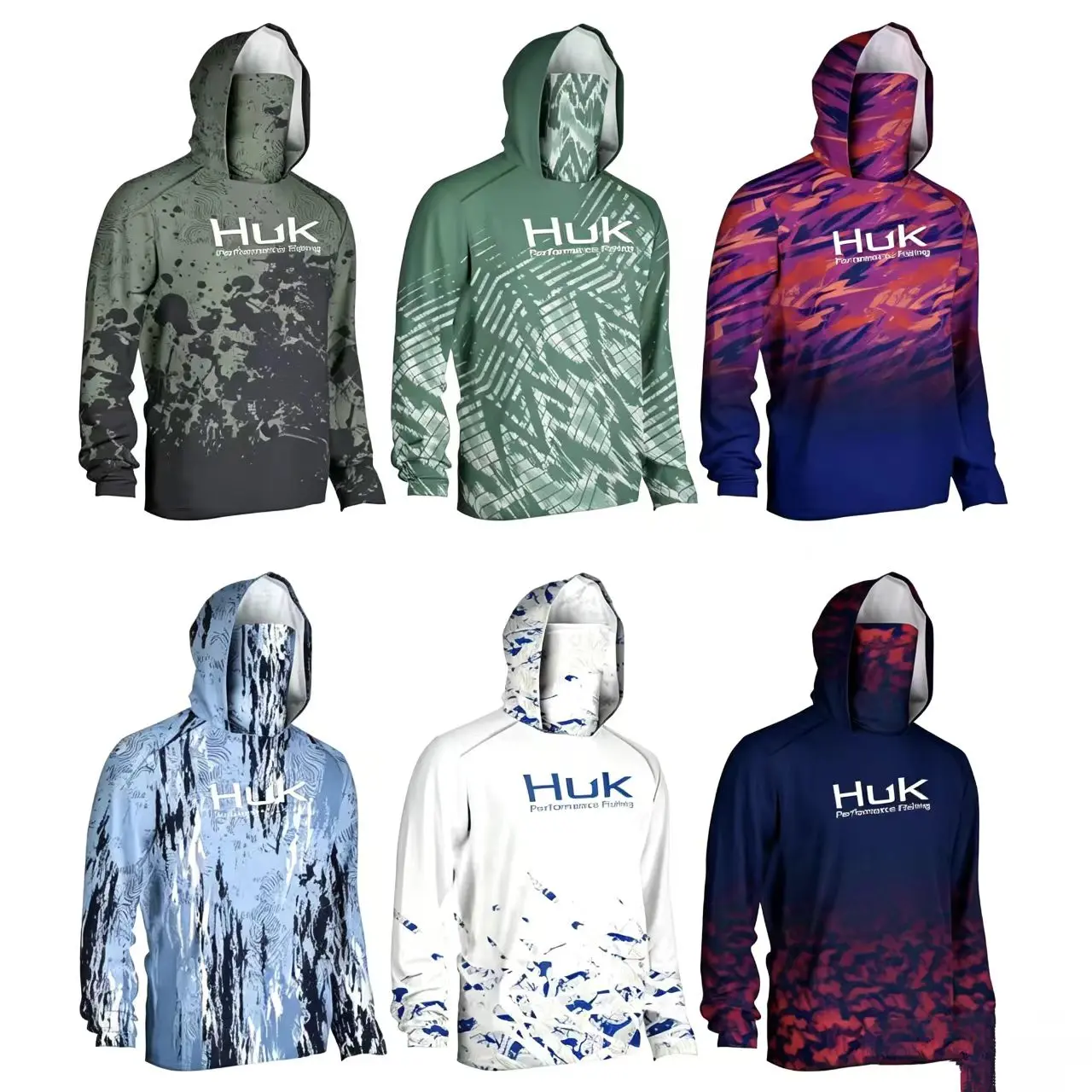 Men's UPF 50+ UV Shielding Long Sleeve Athletic Hoodie 6-Pack - Lightweight Daily Wear Sportswear for Hiking, Fishing - Male Outdoor Performance Shirt