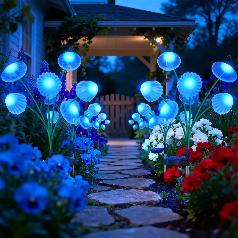 Solar LED Jellyfish Mushroom Lights, Outside Led Lights, Solar Illuminated, Garden Landscape Lighting, Outdoor Lawn Decor, Outdoor Decorative Light, Sensor Control, Perfect for Pathways, Solar Garden Lamps, Set of 2