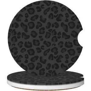 Car Coasters for Cup Holders, 2 Pack Absorbent Ceramics Anti Slip Universal 2.56 Inch Car Cup Coaster for Women Men, Car Interior Accessories - Black Leopard Cheetah Print
