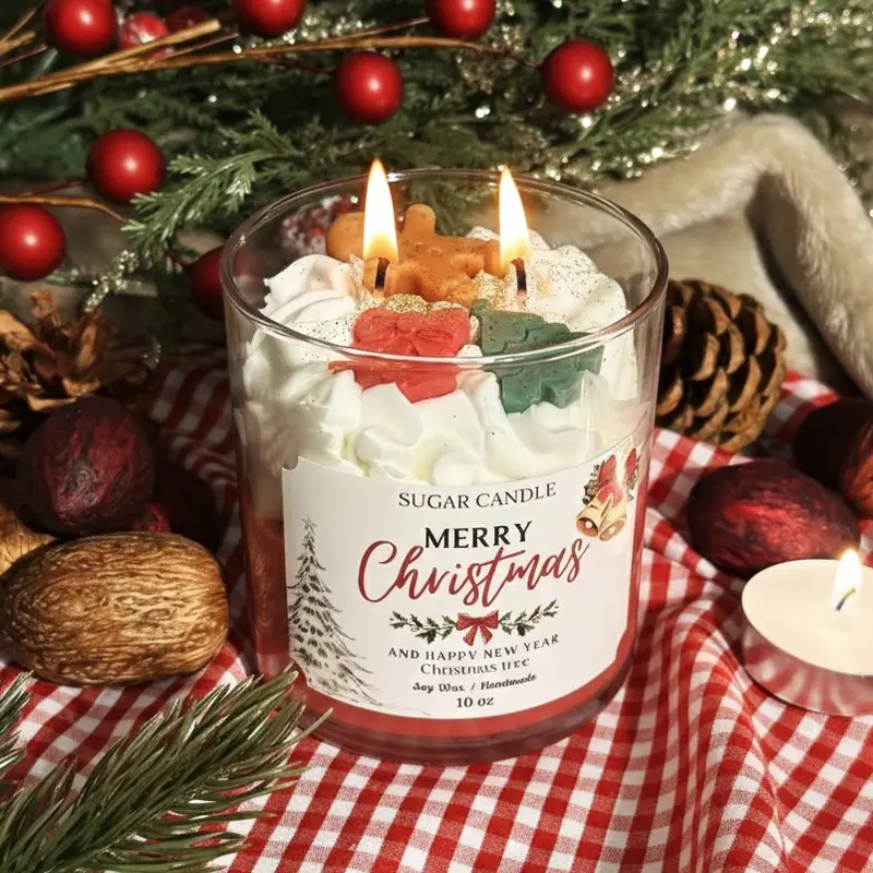Merry Christmas Candle – Fraser Fir Scented Soy Candle | Evergreen Holiday Gift | Fresh Pine Aroma | Cozy Winter Decor | Handmade Vegan Candle | Gift for Her or Him | Festive Home Fragrance | Sugar Candle | Seasonal Housewarming Gift