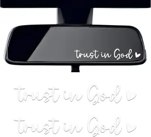 2 count  Decal, Trust in God Rearview Mirror Sticker,  Reflective Auto Window Decal,  Rearview Mirror Accessories, Universal for , , Laptop (White)
