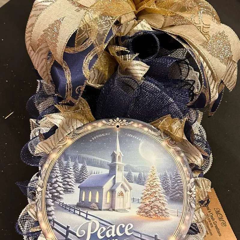 30 inch Swag Wreath - Peace on Earth Decor Hanging Mesh Door Hangable Decoration