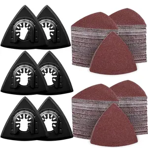 136 count Oscillating Tool Sanding Pad Kit, Contains 6 count Triangle Sanding Pads and 130 count Multitool Sandpaper, 60 80 100 120 240 Grits Oscillating Multi Tool Sandpaper  for &Plaster Polishing