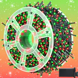 500 LED Christmas String Lights, 164FT 8 Lighting Mode with Memory Plug in Green Wire Waterproof Lights, for Outdoor Birthday Christmas Party Garden Balcony Decorations (Red and Green)