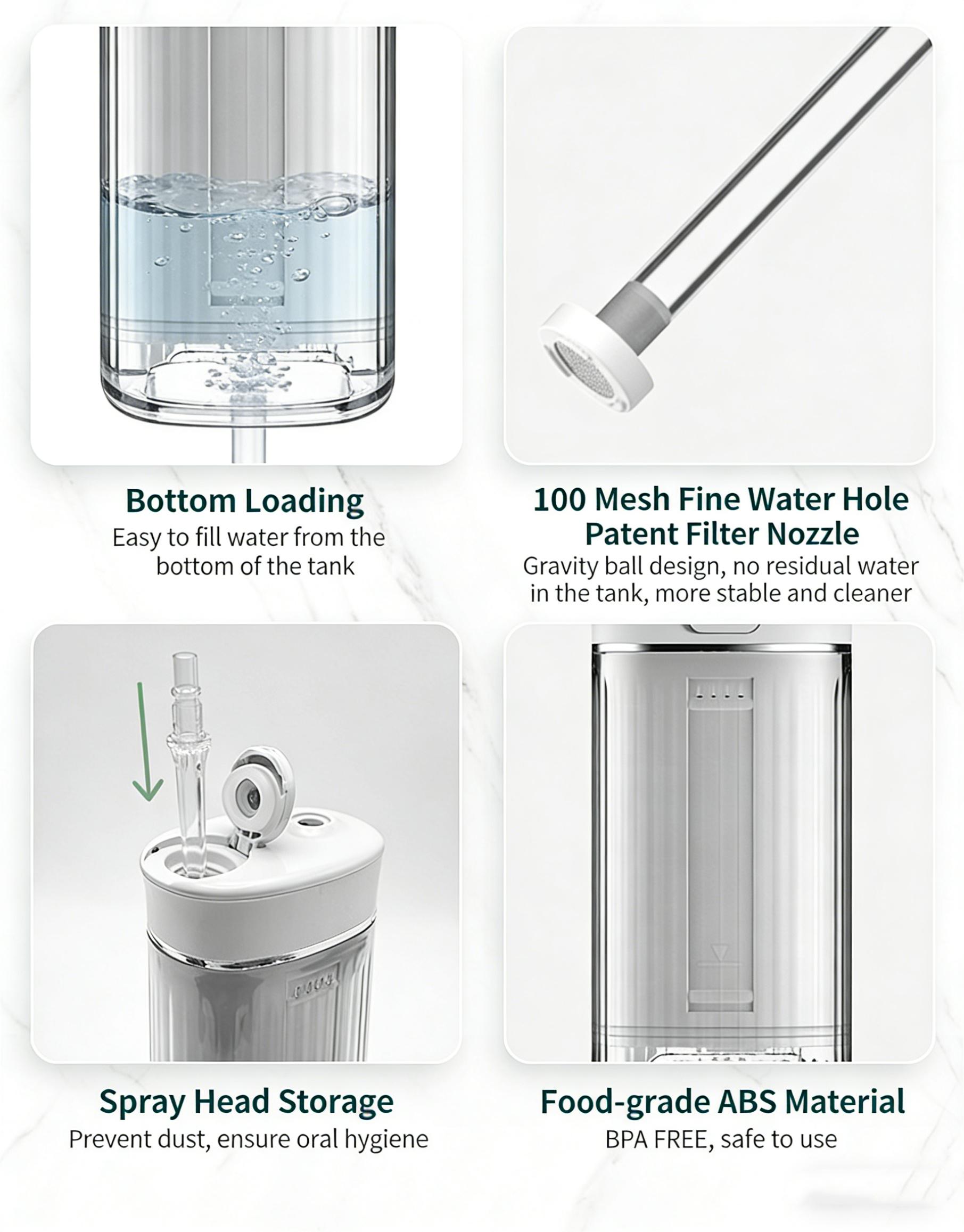 Wireless Water Flosser — Rechargeable Oral Irrigator | 5-Mode Wireless Oral Irrigator | Portable Design | Includes 4 Nozzles and a Removable Water Tank | Ideal for braces wearers those with sensitive teeth  and on-the-go use