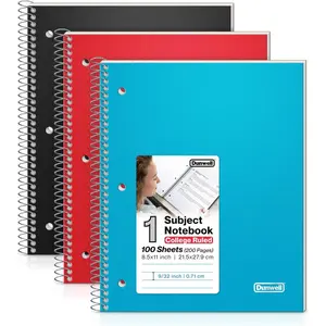 1 Subject College Ruled Notebooks, (3Pack, Red, Blue, Black) Spiral Notebooks 8.5 x 11, Plastic Covers, Poly Pocket Dividers, 100 Sheets (200 Pages), 3Hole Punched Perforated Paper
