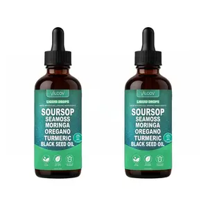 2 Pack of Vilcov Soursop Bitters Liquid Drops 10-in-1 with Nori, Moringa, Turmeric, Black Seed Oil, Oregano, Ashwagandha | Herbal Extracts for Overall Health | Vegan, Non-GMO | Dietary Supplement | 2 fl oz Vitamin
