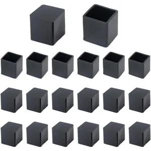 20Pcs 3/4 Inch (19mm) Square Rubber Chair Leg Tips Caps, Chair Table Leg Covers Floor Protectors End Caps for Furniture Table