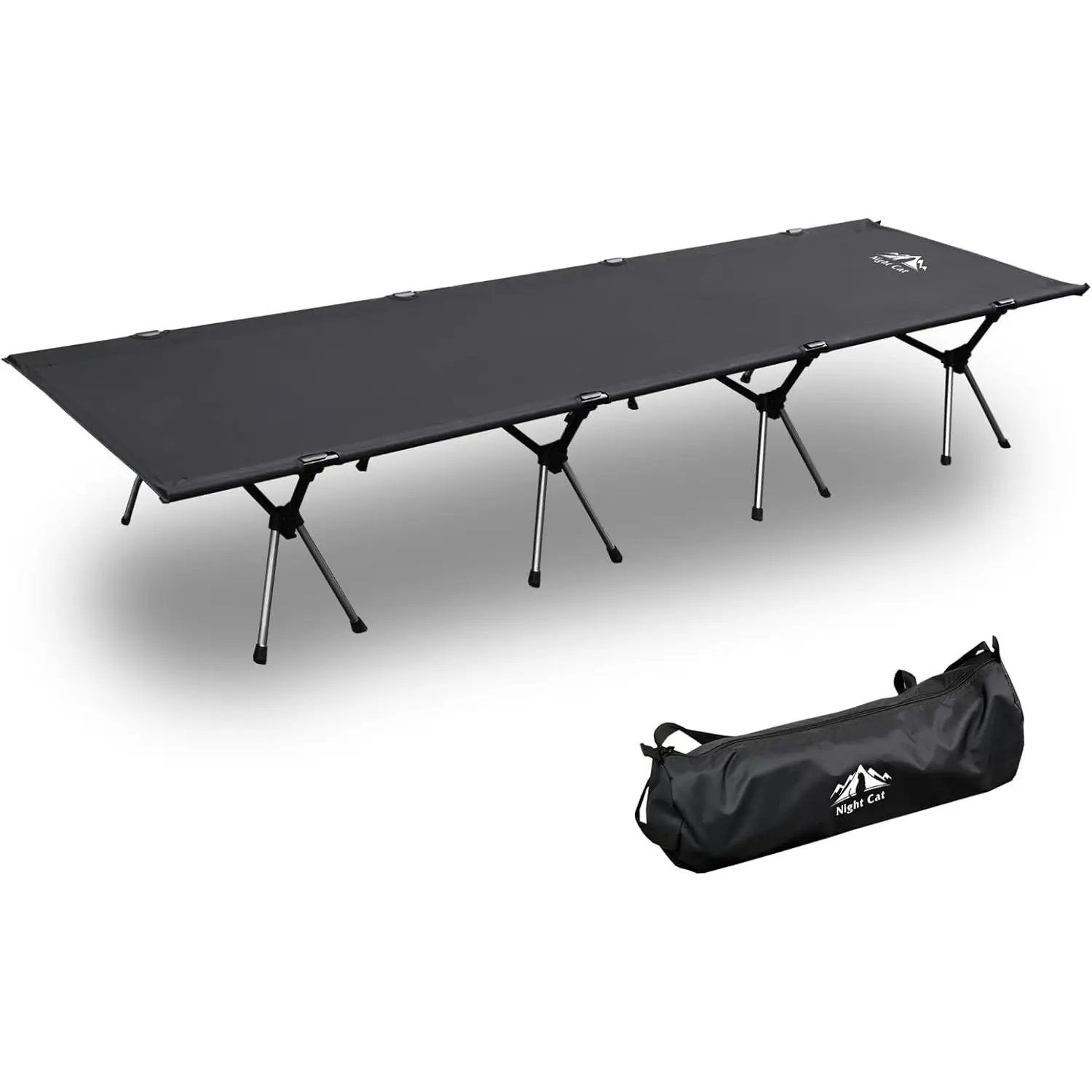 Night Cat Camping Cot Bed - Nylon Fabric, Elevated Frame, Sturdy Legs, Portable Folding 1-Person Adult Sleeping Cot (87in x28in/87in x32in), Easy Set-Up, Portable Outdoor Seating for Off-Ground Camping, Camping Cot Beds