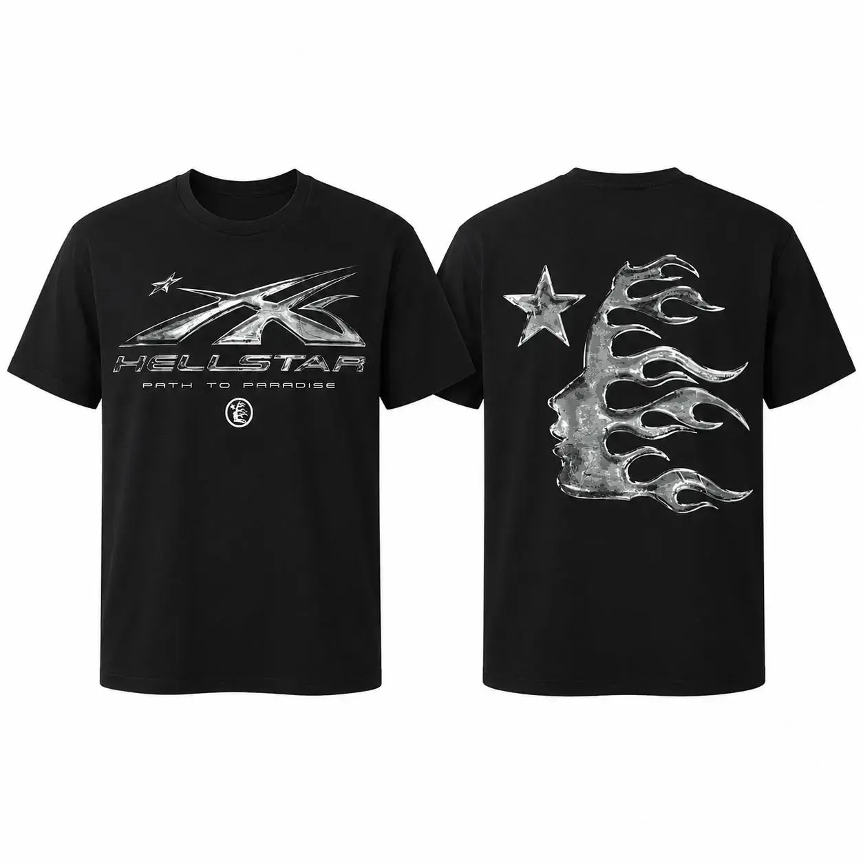 Unisex Cotton Graphic T-Shirt,  Menswear Streetwear Vibe with Star Print, Lightweight Round Neck Tee for Casual Wear