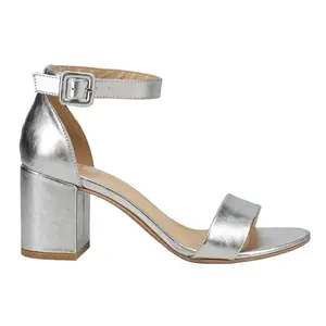 CL by Laundry Womens Jody Metallic Block  Dress Sandals Mid Heel 2-3" - Silver