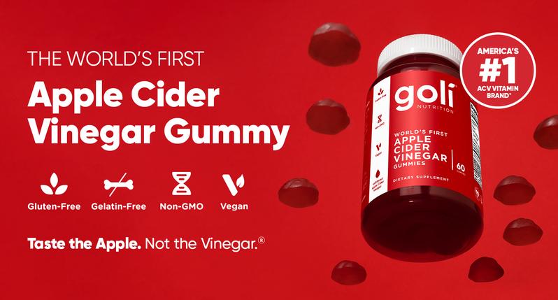 2 Bottles of Goli Apple Cider Vinegar Gummy Vitamins - Vitamin B12, Gelatin-Free, Gluten-Free, Vegan & Non-GMO.