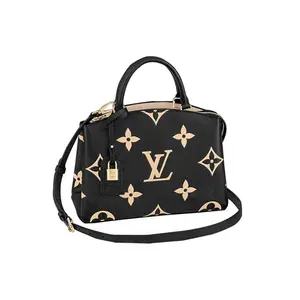 Louis Vuitton Petit Palais Monogram-Embossed Grain Leather Shoulder Bag for Women in Black and Beige