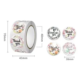 500 Sheets Round Floral Multicolor Stickers 70mm x 43mm for Envelope Sealing Wedding Decoration Packaging Sealing Stamps