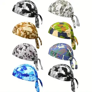8 Pack Do Rag Skull Caps for Men Sweat Wicking Doo Rags Cooling Helmet Liner Cycling Motorcycle Bandana