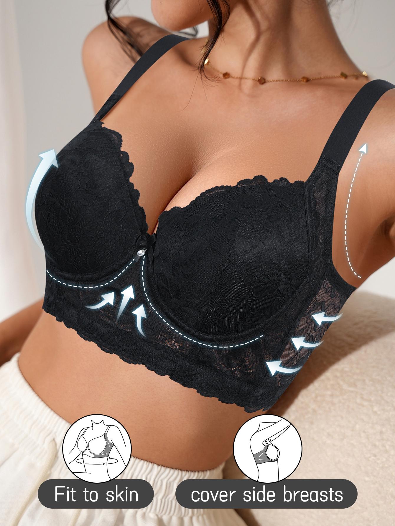 3PCS Lace Underwire Push-Up Bra - Anti-Sag, Wide Adjustable Straps, Comfort Breathable Elegance Elastic Lingerie, Versatile Wear Date Gift Bridal Everyday