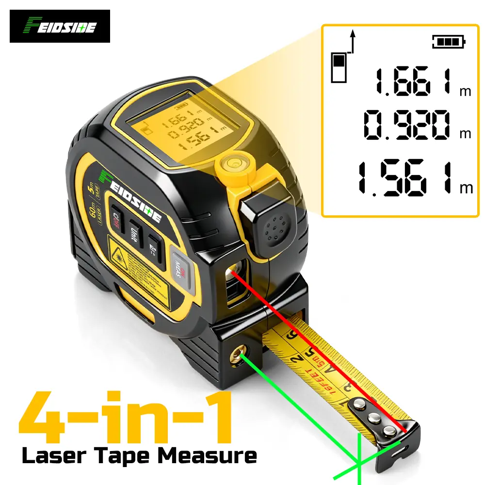 4-in-1 Laser Measure Tape, Digital Tape Measure With Laser & Cross Green Line Level, Laser Measurement Tool