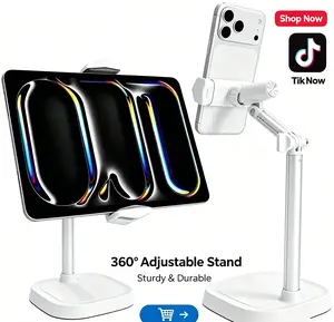 ChatStand Adjustable Phone Holder, 7-12.4 Inch Height Adjustment, 360° Rotation & 50° Tilt, Extendable Cell Phone Tripod Mount for Desk, Filming & Video Recording