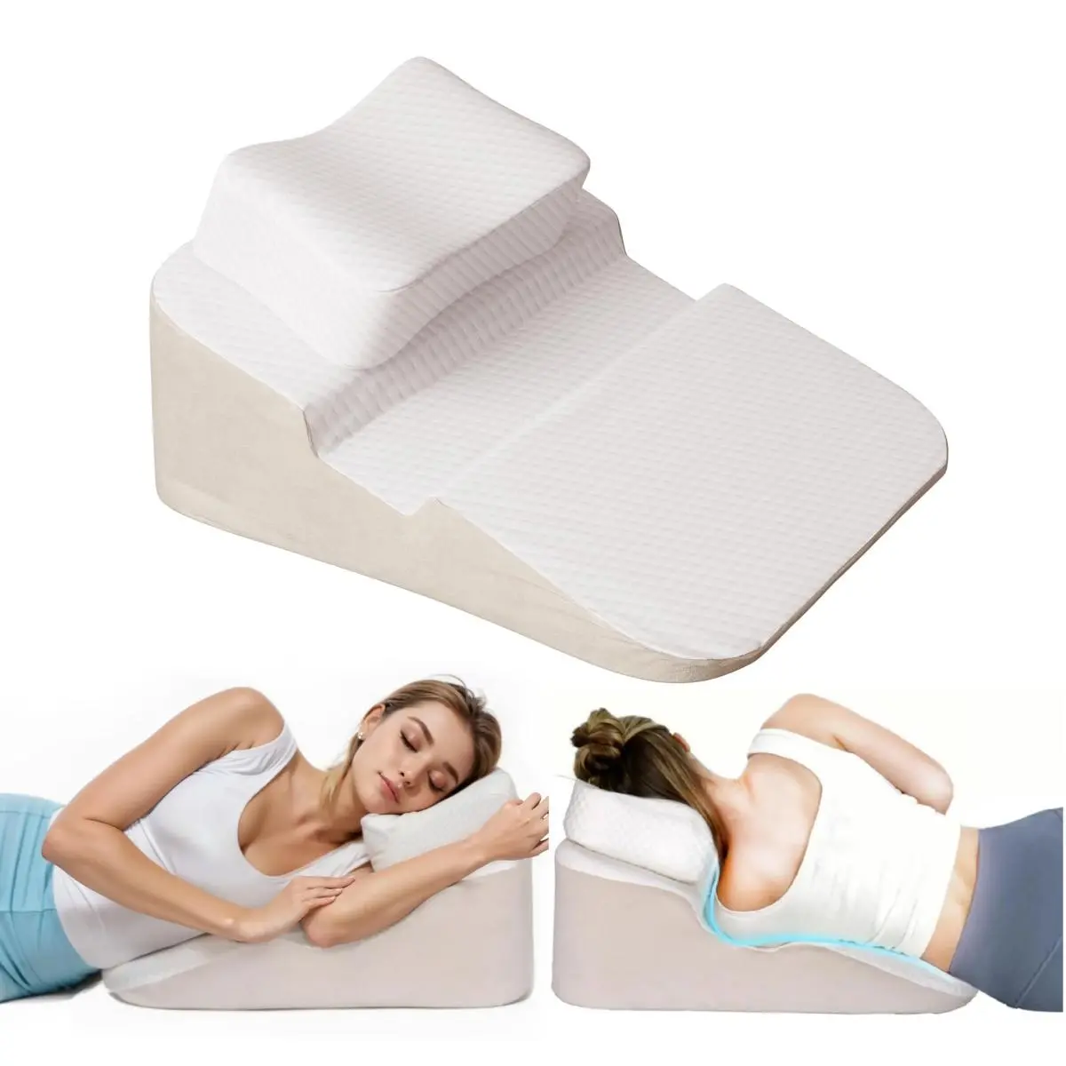 Side Sleeping Pillow with Arm & Shoulder Support, Orthopedic Contour Pillow for Neck & Shoulder Pain Relief, Memory Foam Wedge Pillow for Pressure-Free Sleep