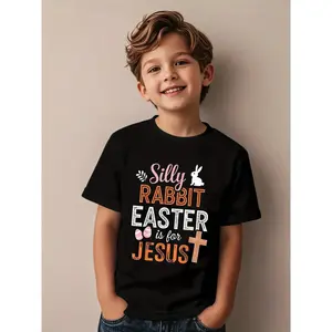 Silly Rabbit Easter Is For Jesus Religious Christian Bunny T-Shirt Kid T Shirt, 180g